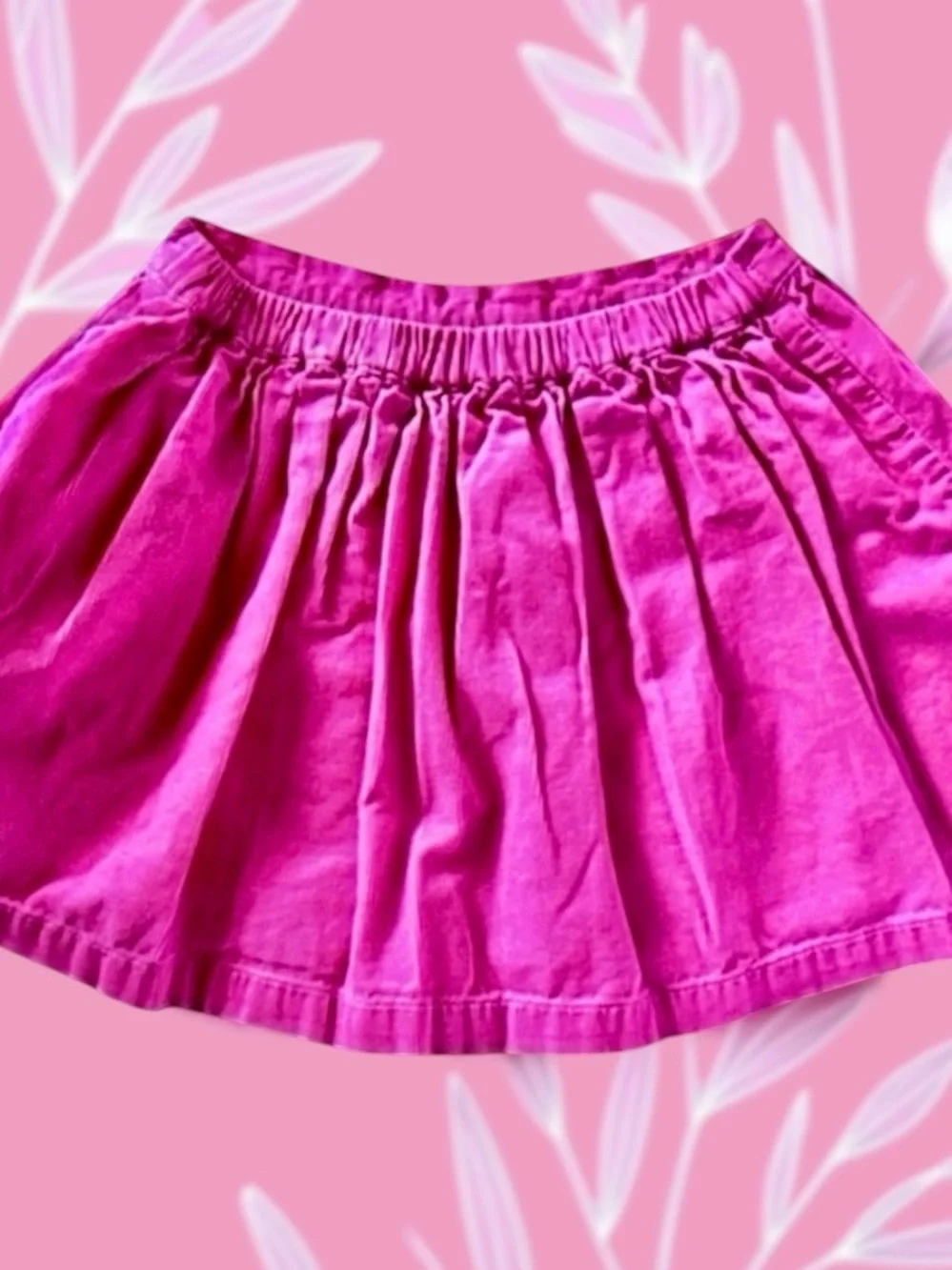 Mini Boden Girls Skirt 🦊 Medium Pink Corduroy Fox Pockets Size 4–5Y Like New